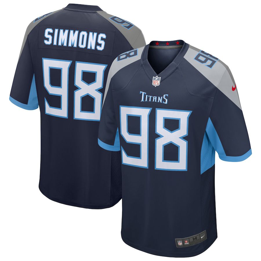 Men Tennessee Titans #98 Jeffery Simmons Nike Navy Game NFL Jersey->tennessee titans->NFL Jersey